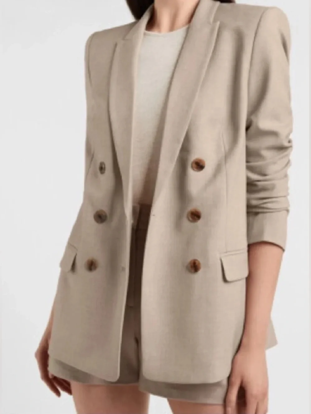 Express Tan Double Breasted Blazer